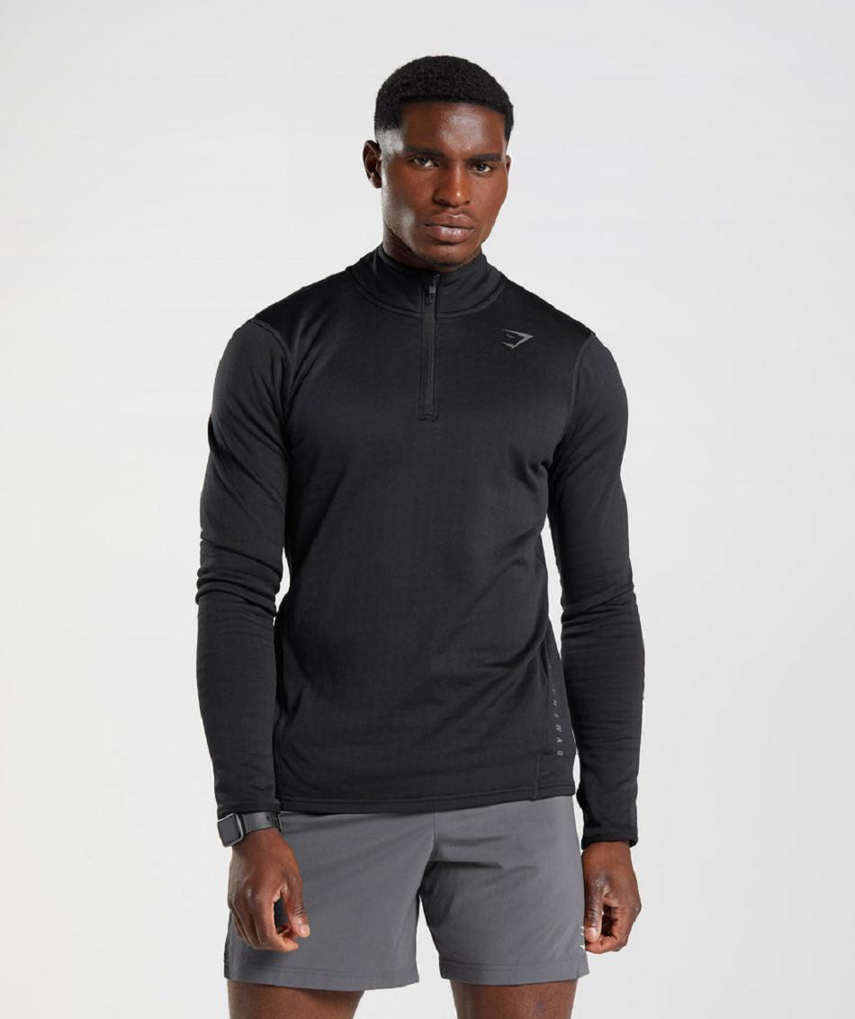 Gymshark Sport 1/4 Zip Muške Accessories Crne | HR 2756EBC